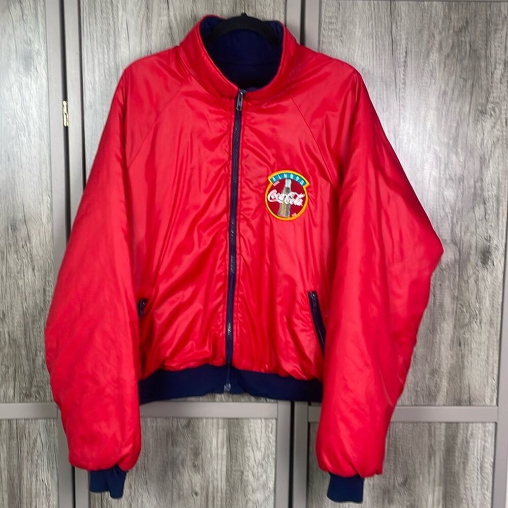 Vintage 80's Coca Cola Satin Bomber Style Jacket Men's XL